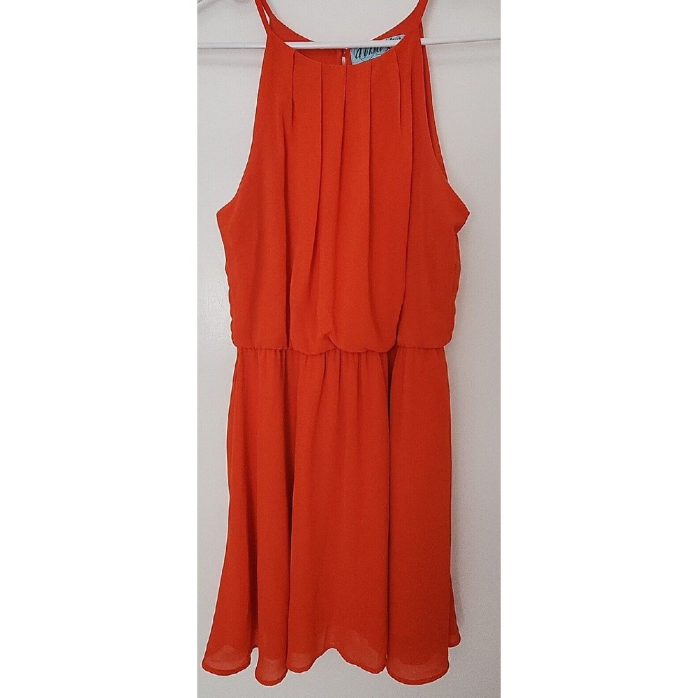 Orange flowy mid length Dress medium